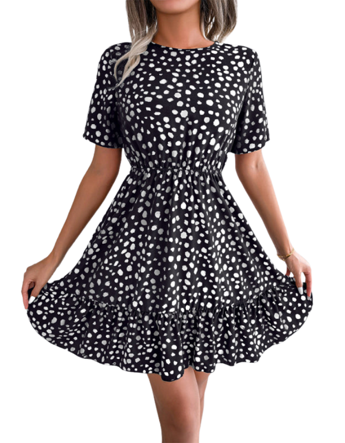 SHOPIQAT New Casual Polka Dot Waist Ruffled Dress - Premium from shopiqat - Just $7.250! Shop now at shopiqat
